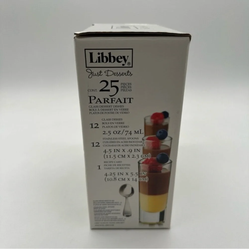 Libbey Just Desserts - Parfait Glass Dishes‎ with Mini Spoons & Recipe Card